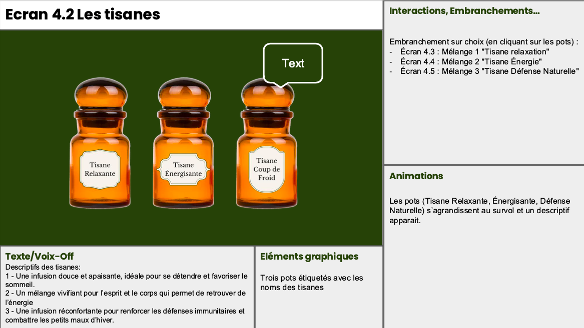 Storyboard pour le projet storyline