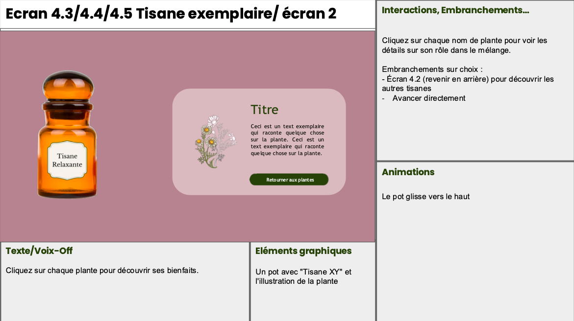 Storyboard pour le projet storyline