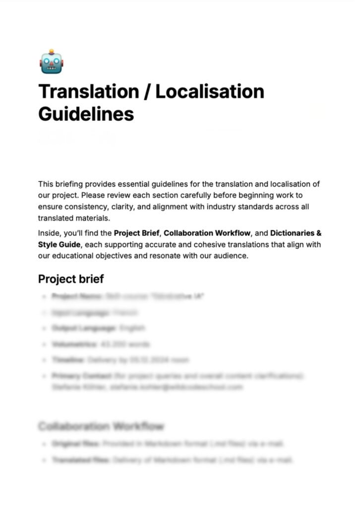 Localisation d'une formation asynchrone vers différents langues : documents et guidelines pour accompagner la localisation, traduction et intégration LMS