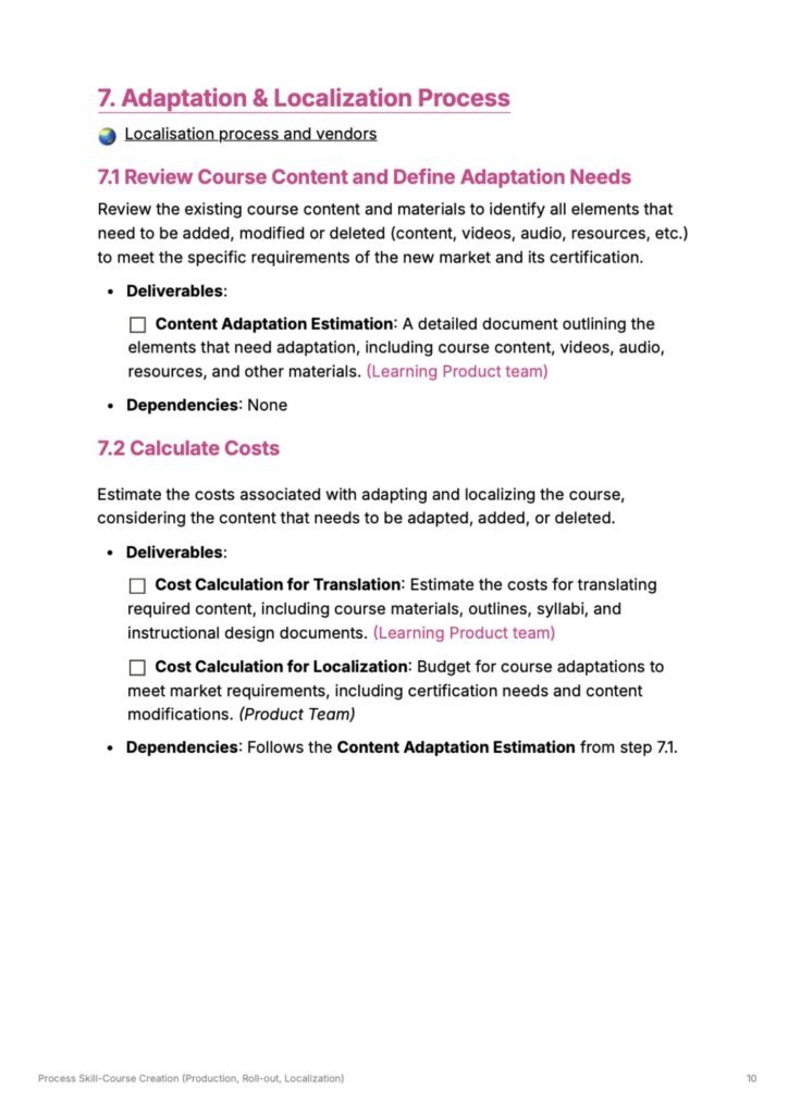 Localisation d'une formation asynchrone vers différents langues : documents et guidelines pour accompagner la localisation, traduction et intégration LMS